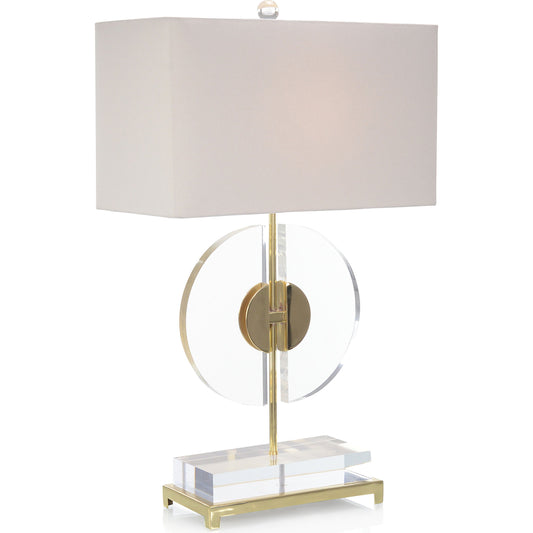 Half Moon Table Lamp by John-Richard in gold, clear. Made from brass, acrylic in a transitional style.