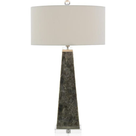 Mica Table Lamp by John-Richard in grey. Made from acrylic, nickel in a transitional style.
