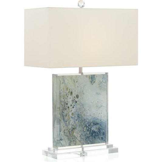Pavo Table Lamp by John-Richard in clear, nickel, white. Made from nickel in a coastal style.