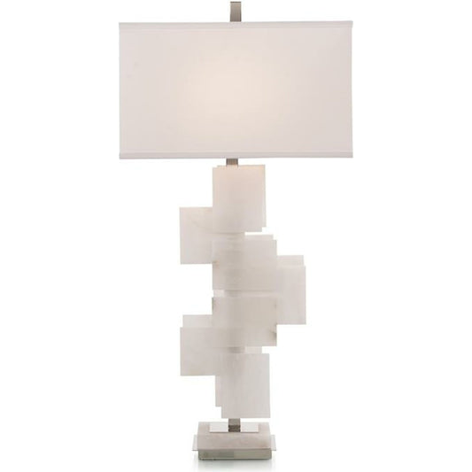 Mondrian Table Lamp by John-Richard in alabaster, nickel, white. Made from nickel in a modern style.