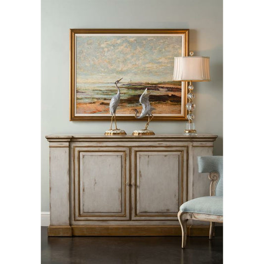 Briolette Crystal Table Lamp by John-Richard in brass, tan. Made from brass, crystal in a traditional style.