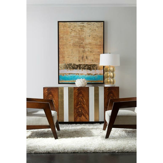 Around in Circles Table Lamp by John-Richard in brass, gold, white. Made from brass in a modern style.