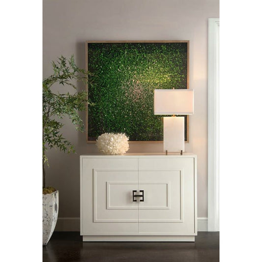 Alabaster Block Table Lamp by John-Richard in alabaster, brass, gold, white. Made from brass, cotton in a transitional style.