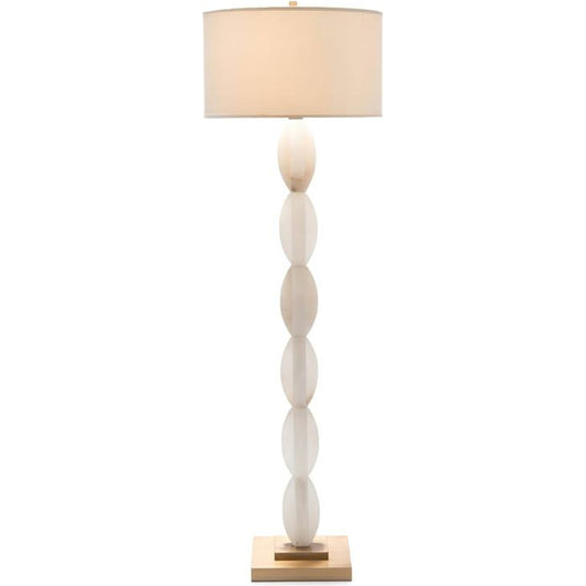 Crisscross Stacked Alabaster Floor Lamp by John-Richard in alabaster, bronze, white. Made from bronze, cotton in a transitional style.