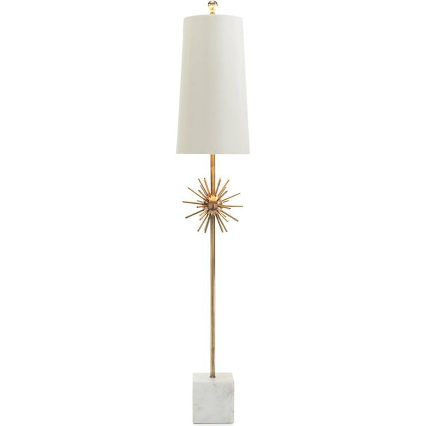 001 SR-865054 | Primary Silo | Orbit Buffet Lamp by John-Richard in brass, cream, gold, white. Made from brass in a transitional style.