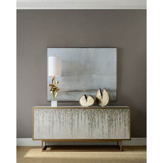 Architectural Table Lamp - by John-Richard in brass, gold, white. Made from brass in a modern style.