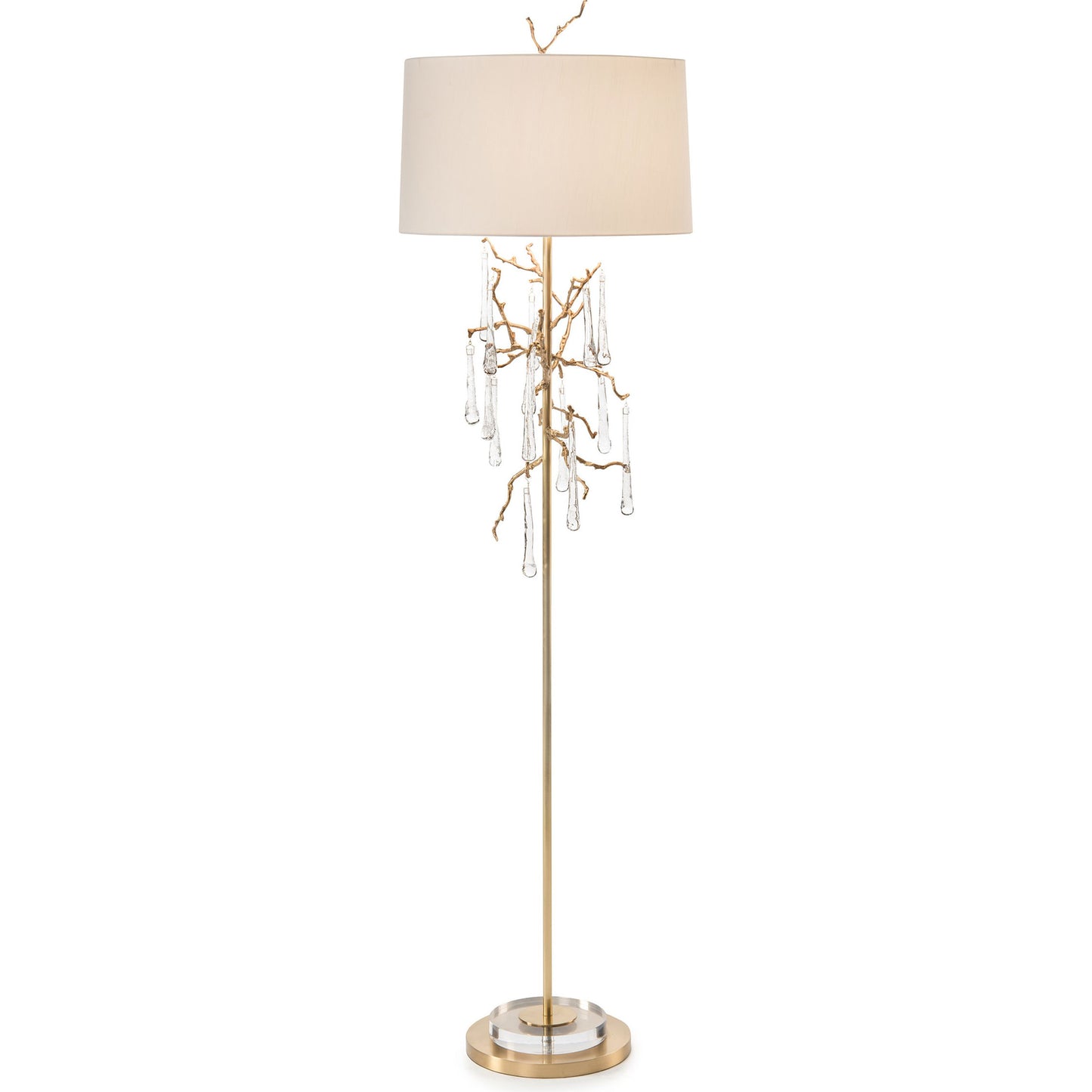 001 SR-771704 | Primary Silo | Crystal Drip Floor Lamp by John-Richard in antique brass. Made from acrylic, glass, marble in a transitional style.