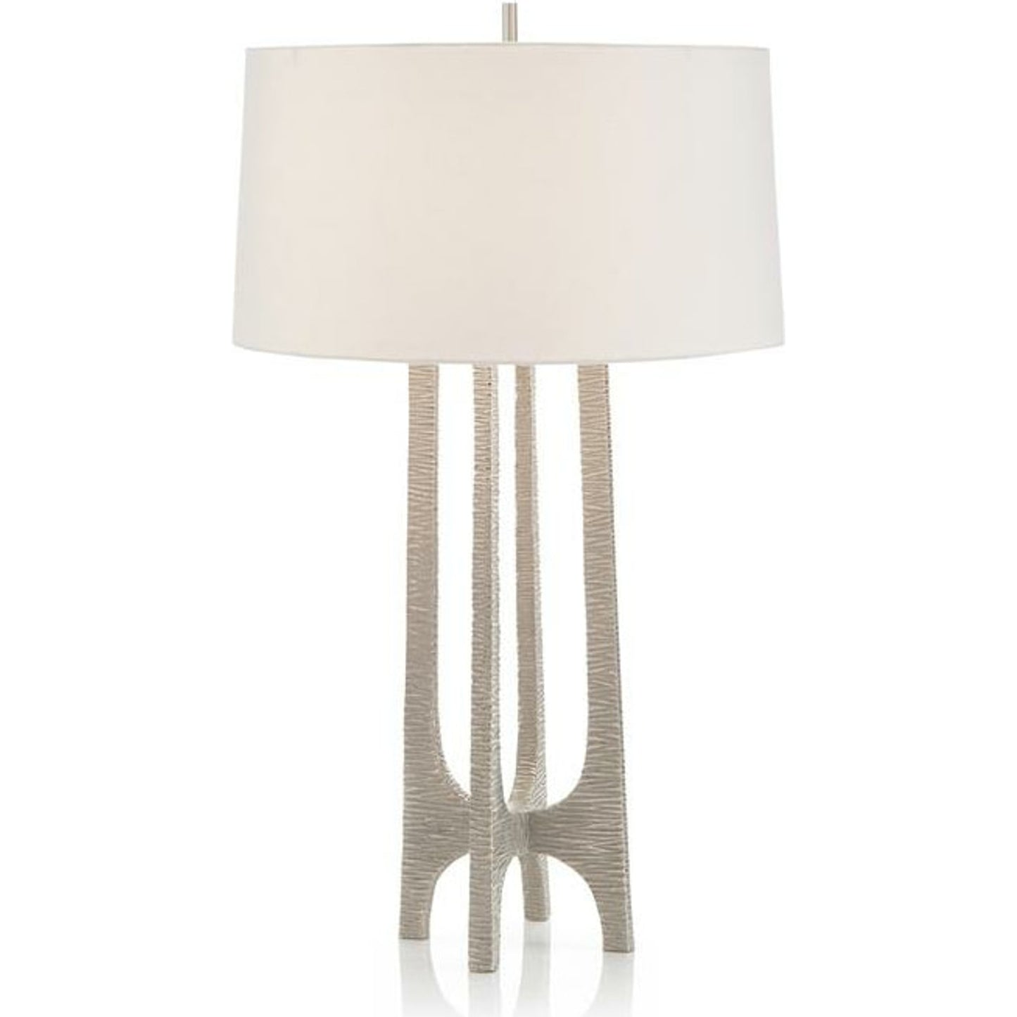 001 SR-865965 | Primary Silo | Textured Arc Table Lamp by John-Richard in nickel, white. Made from cotton, metal, nickel in a modern style.