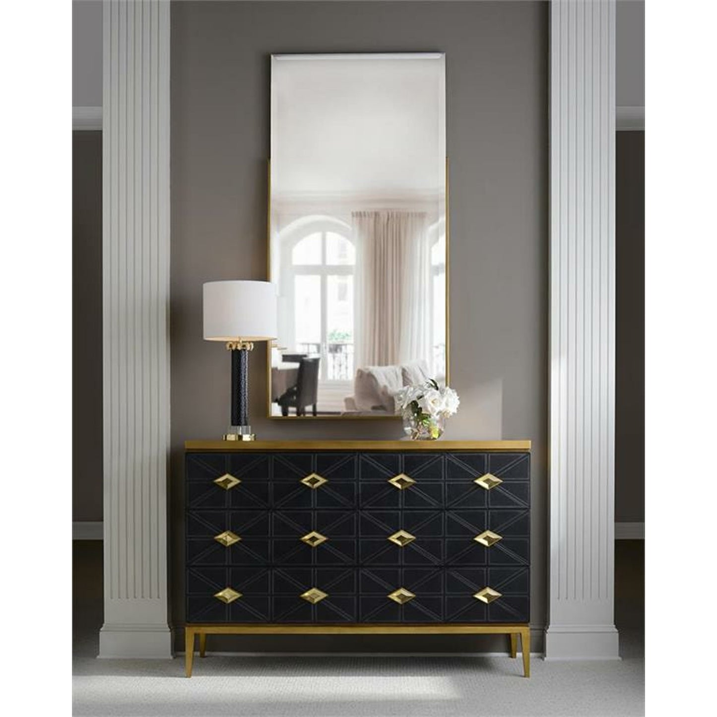 003 SR-862745 | Lifestyle | Abberton Mirror by John-Richard in brass, gold. Made from brass in a modern style.