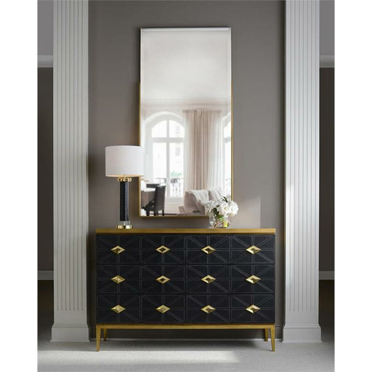 Abberton Mirror by John-Richard in brass, gold. Made from brass in a modern style.