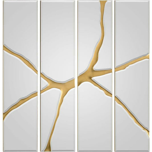 Ravine Quartet Mirror Panels by John-Richard in gold. Made from unique in a modern style.