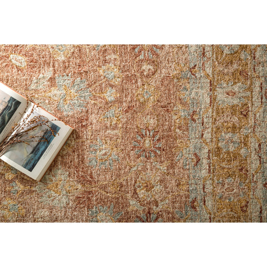 Julian JI-04 Rug by Loloi in terracotta, gold. Made from 100% wool in a traditional style.
