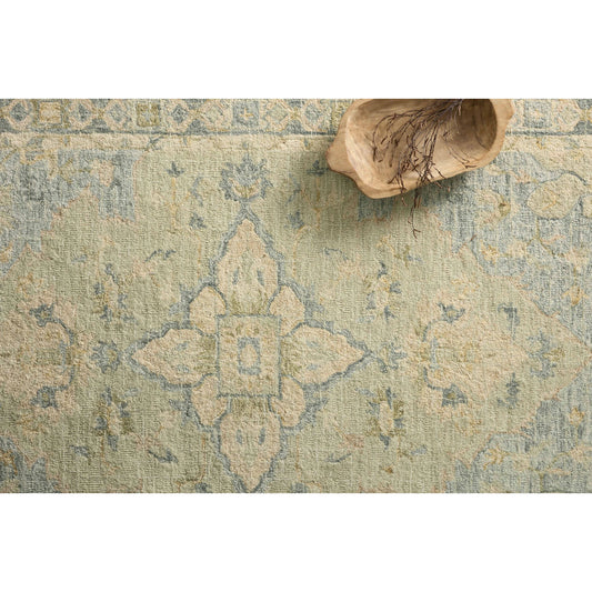Julian JI-07 Rug by Loloi in seafoam green, spa. Made from 100% wool in a traditional style.