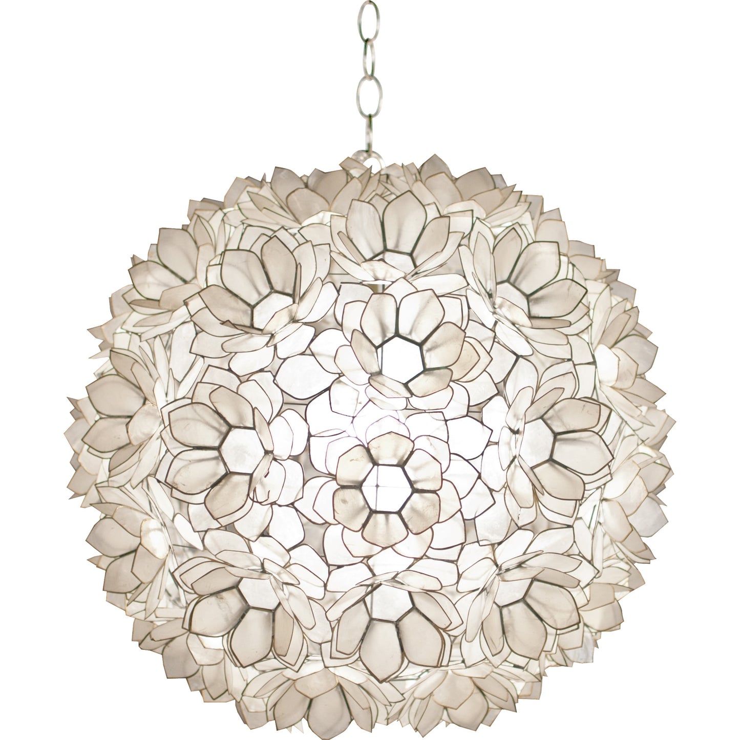001 S-316565 | Additional Silo | Jupiter Capiz Lotus Pendant by Worlds Away in off white and off white. Made from capiz shell, metal in a eclectic & global style.