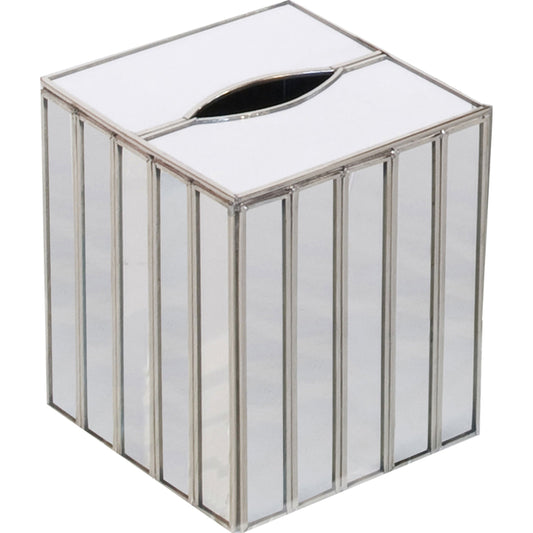 Kleenex Facet Mirror by Worlds Away in mirror, silver and mirror, silver. Made from metal, glass in a modern style.