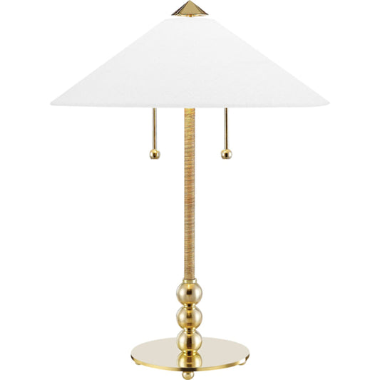 Flare Table Lamp by Hudson Valley in aged brass. Made from brass in a transitional style.