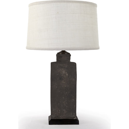 Pottery Lamp by Zentique in distressed dark gray and granular clay. Made from granular clay in a modern style.