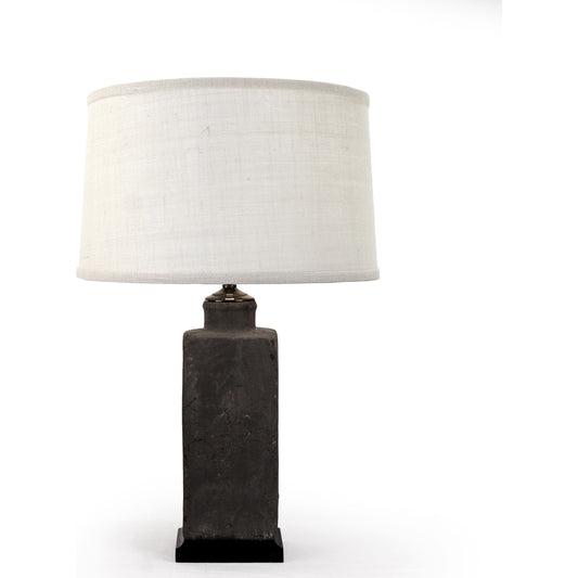 Pottery Lamp by Zentique in distressed dark gray and granular clay. Made from granular clay in a modern style.