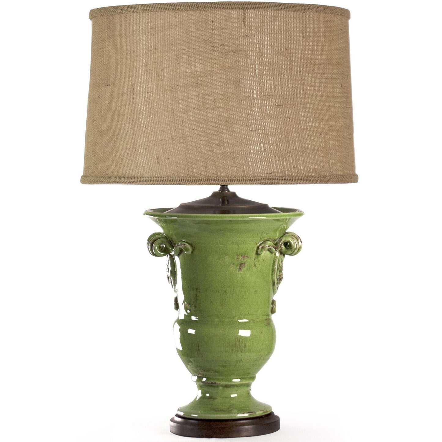 001 S-337298 | Additional Silo | Green Pottery Lamp by Zentique in distressed green, natural shade and ceramic. Made from ceramic in a cottage & farmhouse style.
