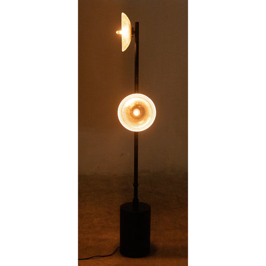 Natilus Floor Lamp by Noir in matte black. Made from industrial steel and handblown glass in a modern style.