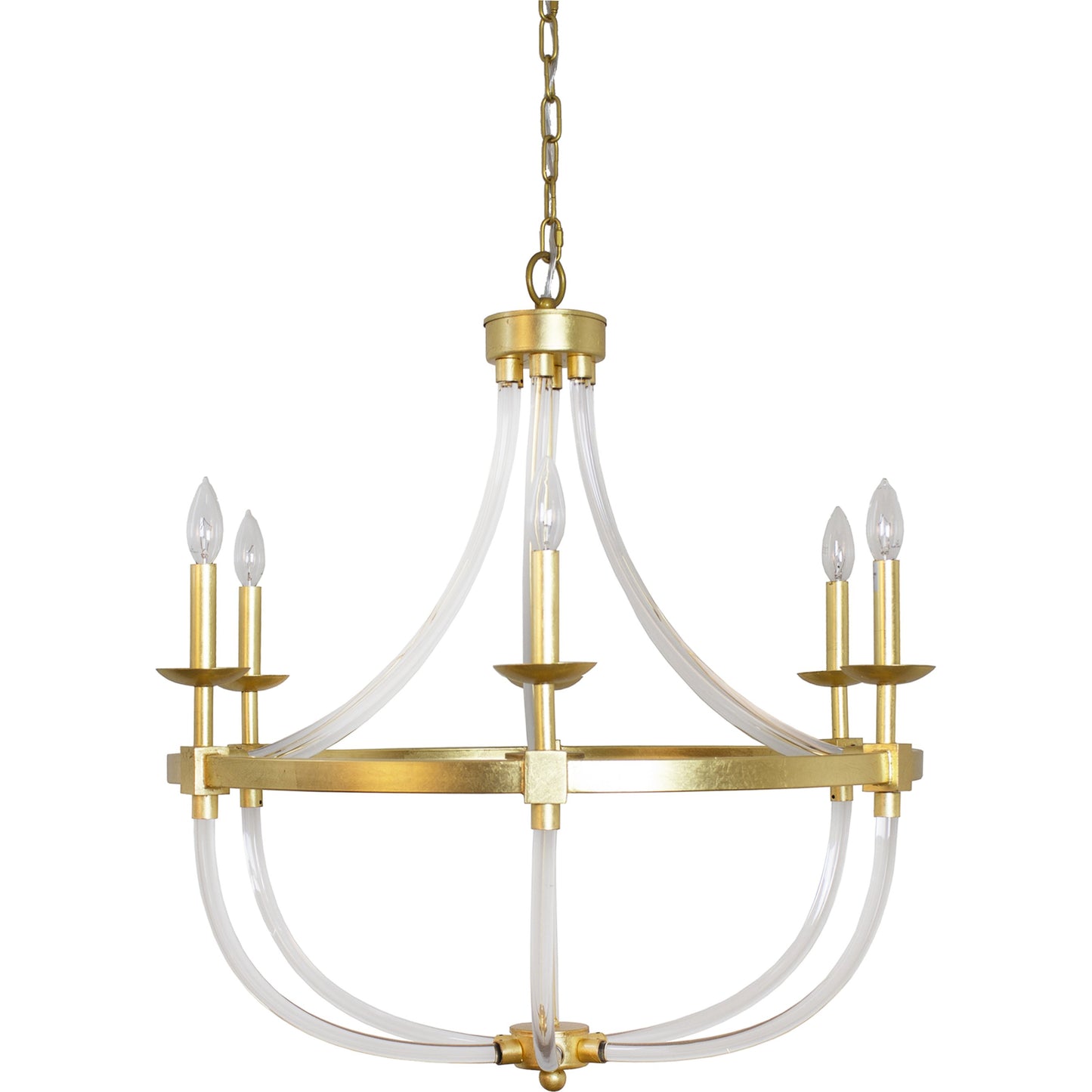 001 SR-841927 | Additional Silo | Layla Chandelier by Worlds Away in gold leaf. Made from metal, acrylic in a transitional style.