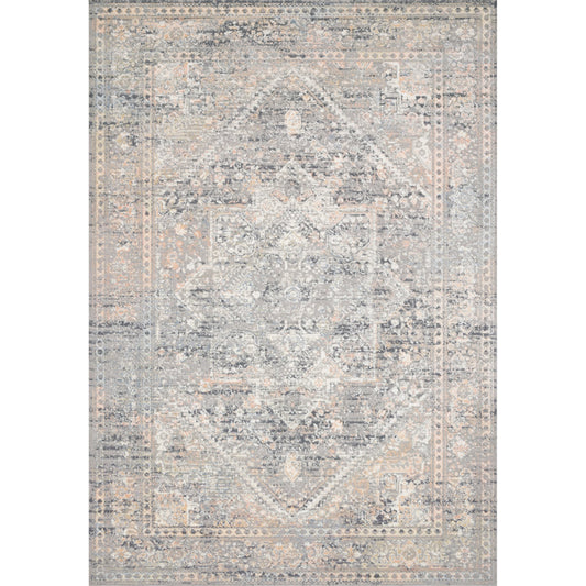 Lucia LUC-01 Rug by Loloi in gray, sunset. Made from polypropylene, polyester in a traditional style.