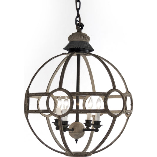 Luca Hanging Light by Zentique in distressed and elm. Made from elm in a modern style.
