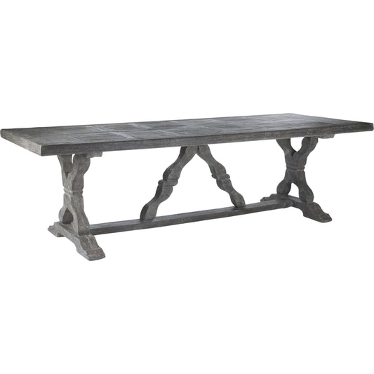 Lucie Dining Table by Zentique in distressed gray and fiberglass. Made from fiberglass in a cottage & farmhouse style.