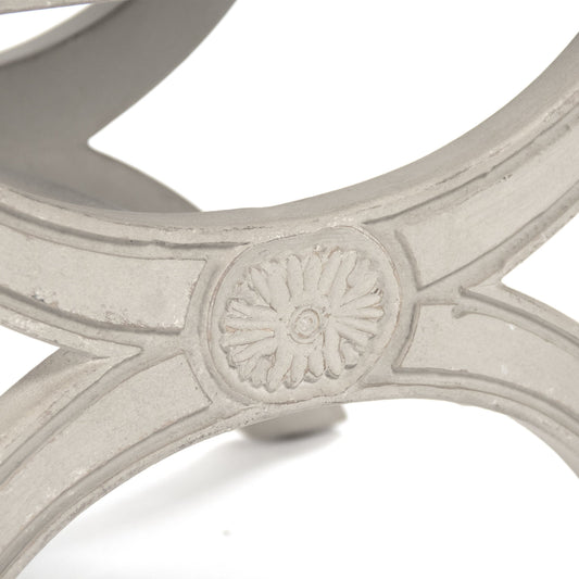 Beatrice Stool by Zentique in off-white linen and birch. Made from birch in a traditional style.