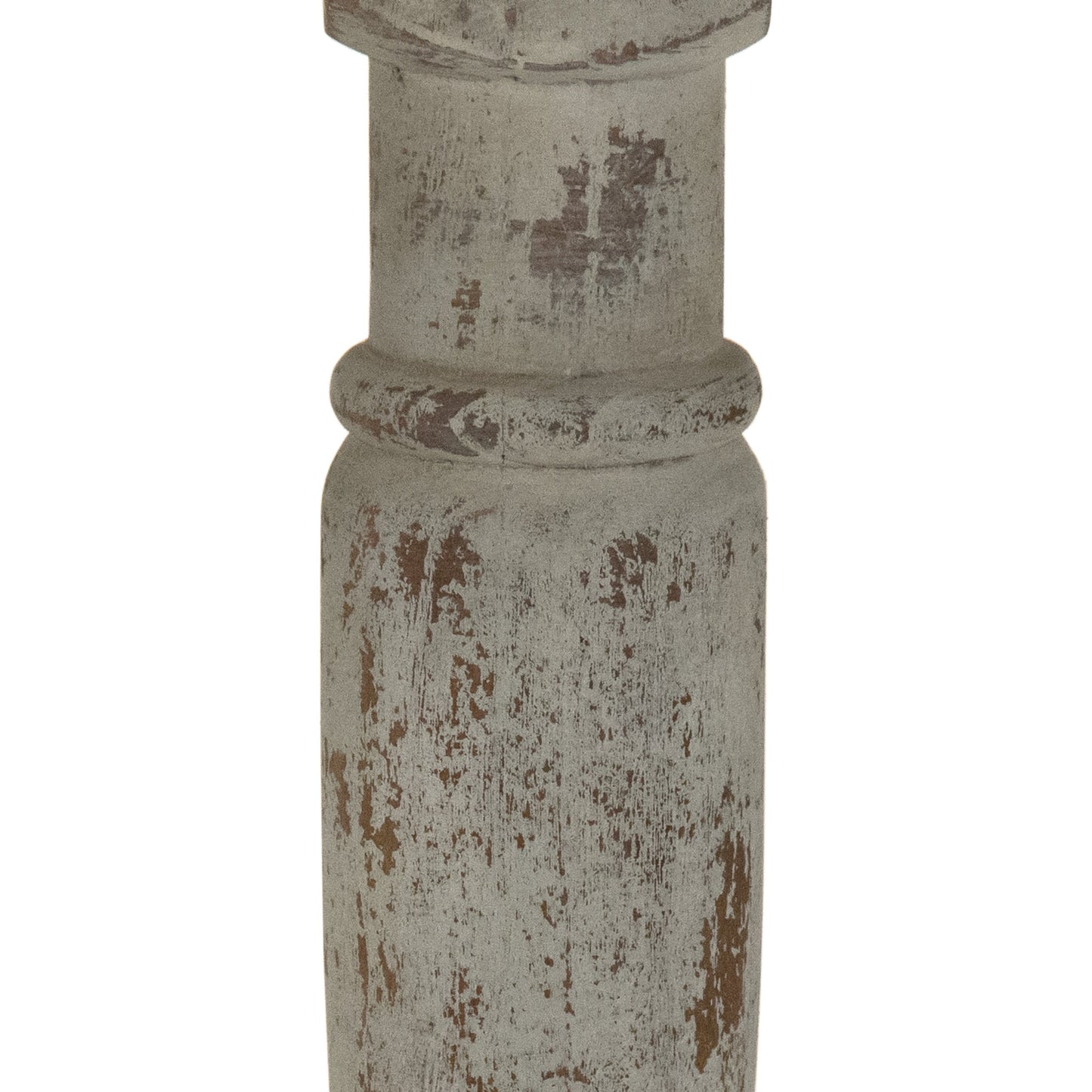 004 S-338140 | Closeup | Prague Table by Zentique in natural top, distressed gray base and elm, birch. Made from elm, birch in a traditional style.