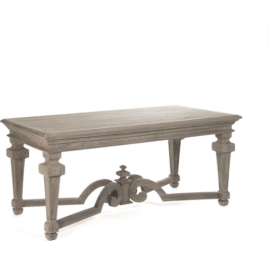 Grover Dining Table by Zentique in dry natural elm and elm. Made from elm in a traditional style.