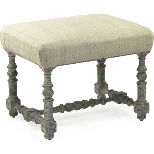 Giselle Stool by Zentique in dry natural birch, olive green raw silk and birch. Made from birch in a traditional style.