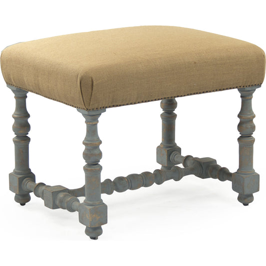 Jeanne Stool by Zentique in distressed gray, burlap and birch. Made from birch in a traditional style.