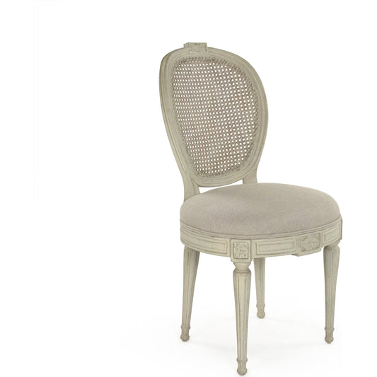 Aimee Side Chair by Zentique in linen and birch. Made from birch in a cottage & farmhouse style.
