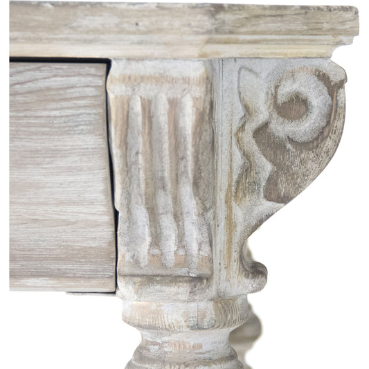 Bryce Console by Zentique in white washed and elm, birch, pine. Made from elm, birch, pine in a traditional style.