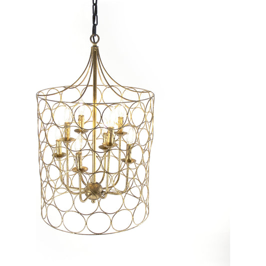 Dru Hanging Light by Zentique in golf leaf and iron. Made from iron in a modern style.