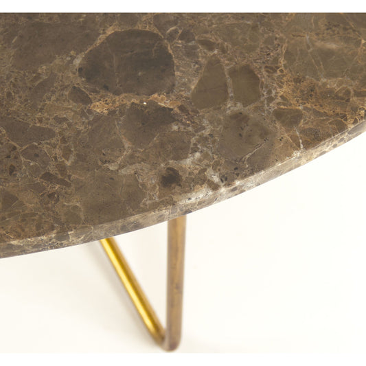 Bayley Coffee Table by Zentique in brown top, gold leaf base and steel, marble. Made from steel, marble in a transitional style.