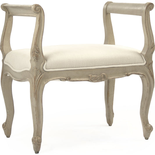 Cammi Stool by Zentique in off-white linen and birch. Made from birch in a traditional style.