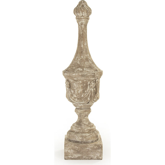 Maddy Urn by Zentique in distressed light brown and fiberglass. Made from fiberglass in a cottage & farmhouse style.