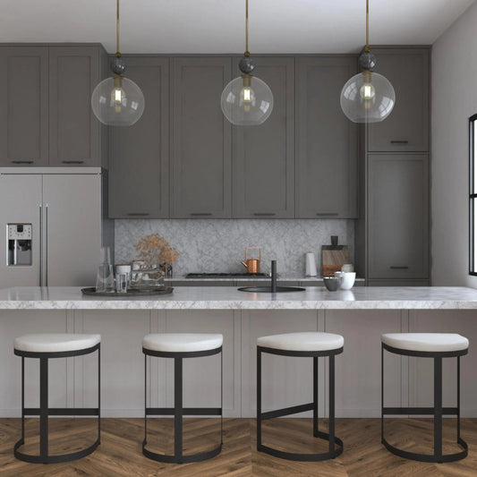 Mendota Pendant by Uttermost. Made from glass, iron, marble in a transitional style.