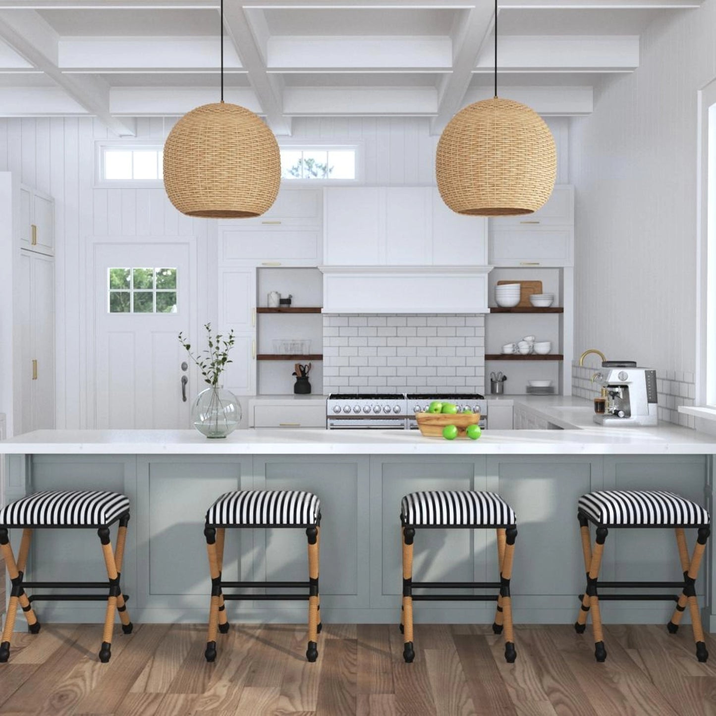 005 SR-860965 | Lifestyle | Seagrass Pendant by Uttermost. Made from corn rope, steel in a coastal style.