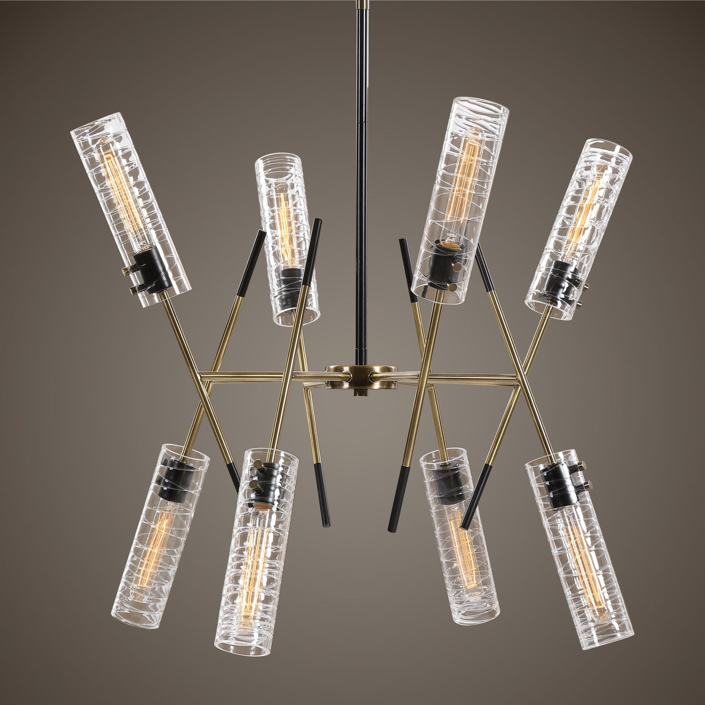 005 SR-860967 | Lifestyle | Telesto Linear Pendant by Uttermost. Made from steel, glass in a modern style.