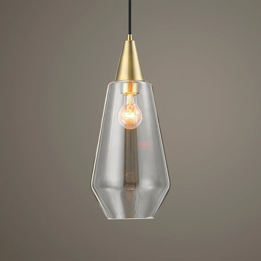 Eichler Antique 1 Light Mini Pendant by Uttermost in brass. Made from steel, glass in a modern style.