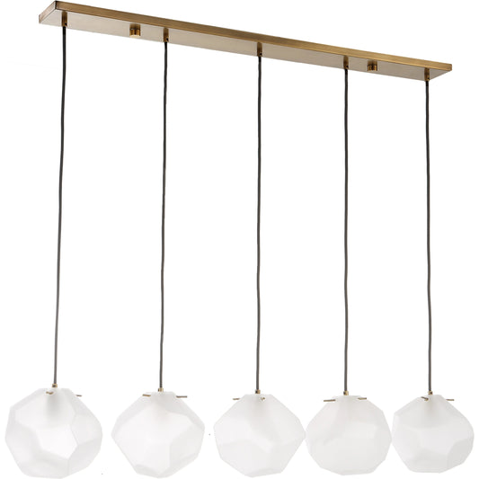 001 SI-1981274 | Primary Silo | Geodesic 5 Light Linear Pendant by Uttermost in brass. Made from steel, glass in a modern style.