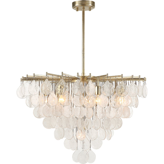 001 SI-1981276 | Primary Silo | Goccia 8 Light Pendant by Uttermost in antique silver leaf. Made from steel, glass in a modern style.