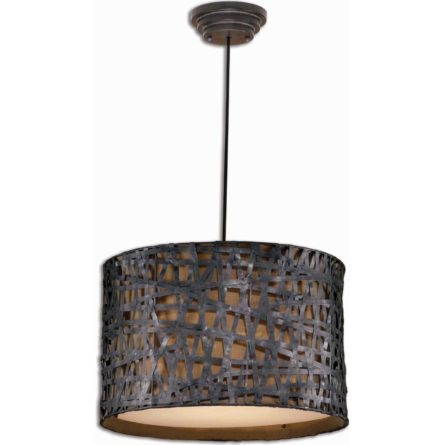 001 S-252622 | Additional Silo | Alita Drum Pendant by Uttermost in black. Made from metal, fabric in a modern style.