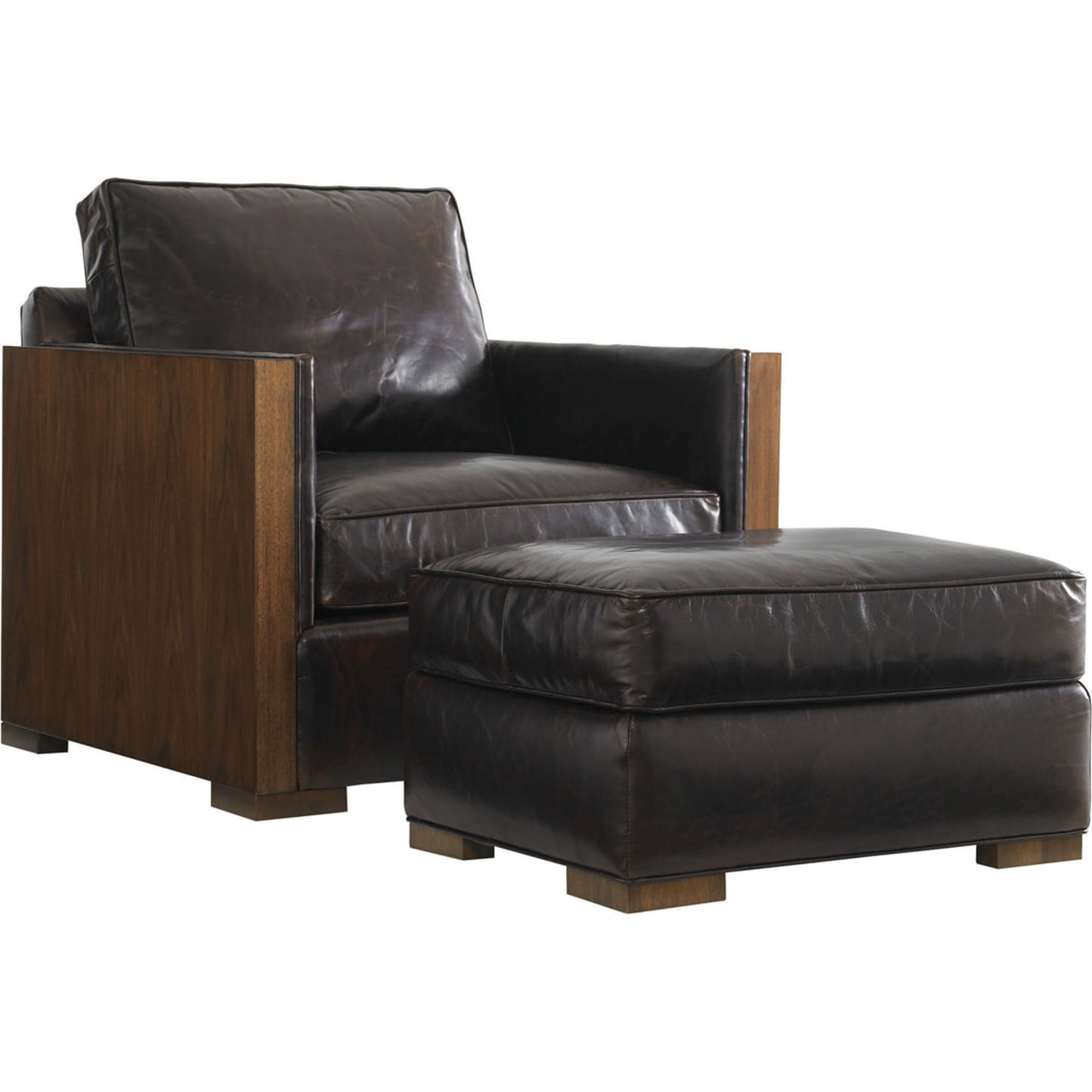 002 SR-835321 | Additional Silo | Edgemere Leather Ottoman by Lexington in brown leather. Made from unique in a modern style.