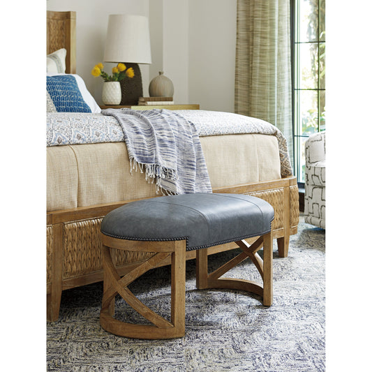 Marcel Leather Bench by Tommy Bahama Home in smoke. Made from unique in a coastal style.