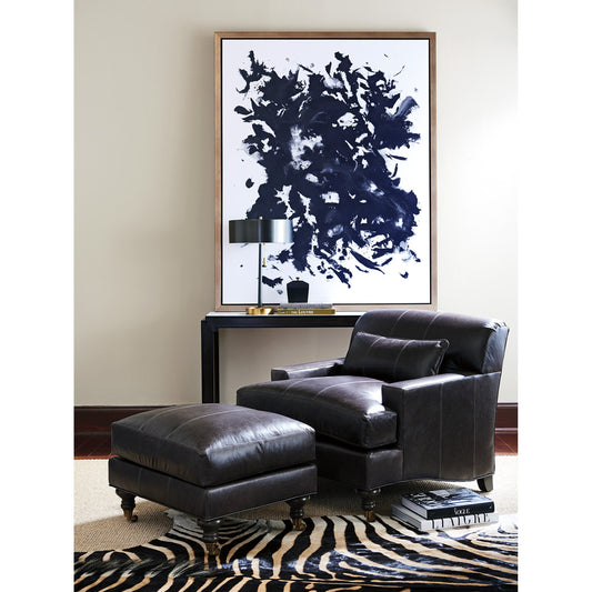 Oxford Leather Ottoman by Barclay Butera in mocha and leather. Made from unique in a transitional style.