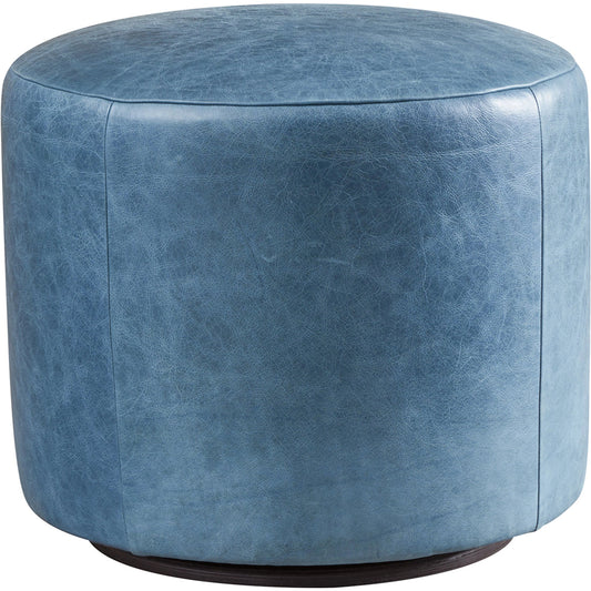 Three Arch Leather Swivel Ottoman by Lexington in blue and blue. Made from unique in a modern style.